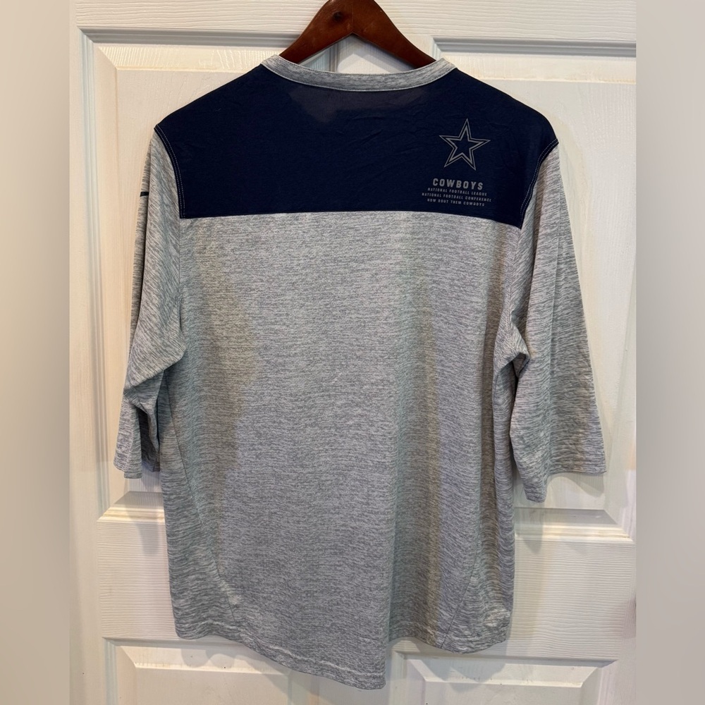 Dallas Cowboys Nike Shirt Men’s Size Large Gray 3/4 Sleeve Dri Fit Team Apparel - Picture 2 of 11